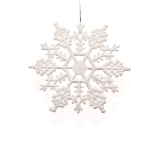 24ct. 4&#x22; White Glitter Snowflake Christmas Ornaments